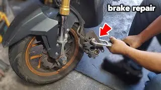 Honda Zoomer X 110 Motorcycle Front Wheel Brake Pad Change