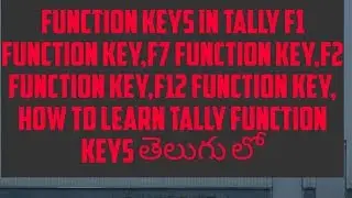 How to learn tally function keys | f1,f2,f3,f4,f5,f6,f7,f8,f9,f10,f11,f12 function keys | tlly