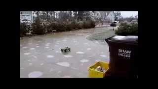 RC truck on a solid sheet of ice!
