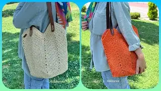 DETAYLI ANLATIM 💯 KAĞIT İPTEN KOLAY LALE ÇANTA YAPIMI / ÖRGÜ ÇANTA MODELLERİ / Crochet Paper Bag