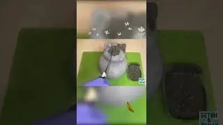 Садовая фигура котик из бетона.  