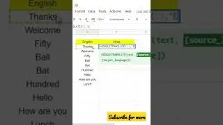 translate the text into another language in Excel sheets 