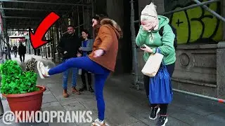 She got Scared and Reacted like this. Bushman Prank | Scaring People | Kimoo Pranks