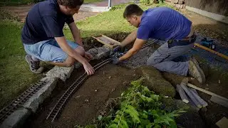 LGB layout expansion, installing more TRACK and RAILROAD CROSSING
