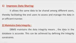 Advantages of DBMS