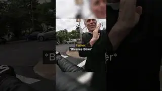 Biker runs into Father at red light😳