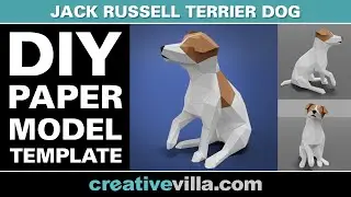 Jack Russell Terrier - DIY Low Poly Paper Model Template, Paper Craft
