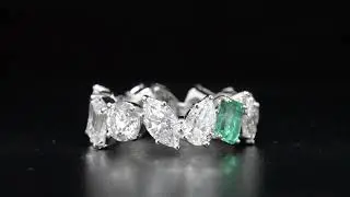 6 Carats Mixed Shape with Green Emerald Natural Diamond Eternity Band - ALL GIA