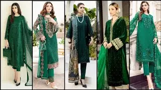 Top Trending Green Long dresses 2024 :  Fancy Stylish Designer Dresses#MariaB  #LongDress