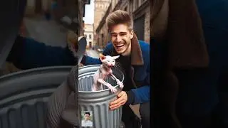 (part 1) A little white kitten with an emaciated body was attacked on the street #kitten #cat #story