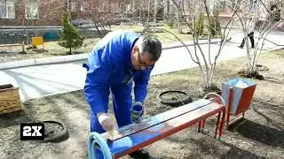 Покраска лавочки грунт эмалью