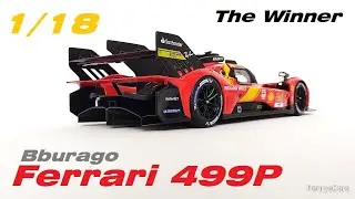 2023 Ferrari 499P 24h LeMans Winner 1/18 Scale by Bburago