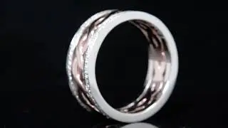 8mm Infinity 2 Toned Eternity Pave Natural Diamond Wedding Band