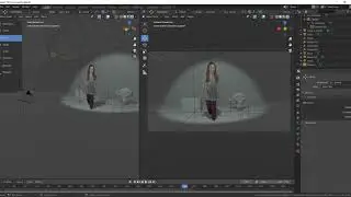 Real actor in a virtual set in Blender.