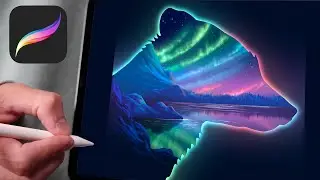 PROCREATE TUTORIAL Aurora borealis FOX - 218