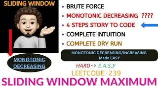 Sliding Window Maximum | Monotonic Deque | INTUITIVE | GOOGLE | Leetcode-239 | Dry Run