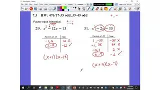 Alg 1 - 7.3 HW Solutions