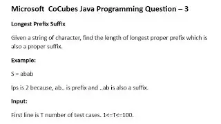 Microsoft CoCube Java Coding Question - 3 