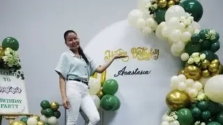 How to decorate balloon Garland Sage green, cream and gold  with story telling || Lordz Love DIY