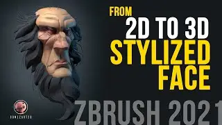 Zbrush - from 2D to 3D character face sculpting - Zbrush timelapse