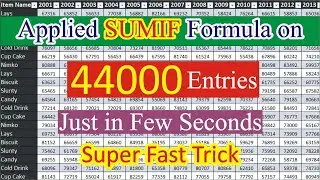 Excel Super Fast Trick | Apply Formula on Large Data in Few Seconds