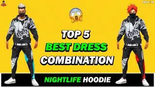 Top 5 Best Dress Combination With Nightlife Hoodie In Free Fire | Pro Dress Combination 2023