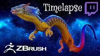 Sculpting Dragon in Zbrush with Houdini Scales - Timelapse