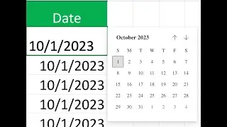 Date Calendar in Excel