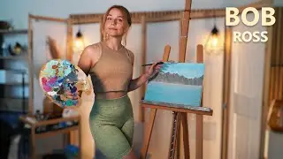 ASMR Perfectionist PAINTING with RELAXING Presence like BOB ROSS 🎨 happy little clouds and mountains