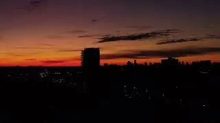 Drone Crescent Moon Sunset Flight