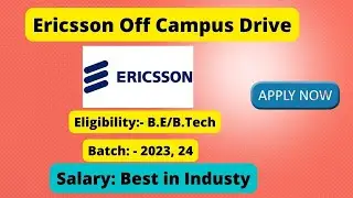 Ericsson  Off Campus Drive 2024 |  #freshersjobs #lazyfreshers #jobs2024