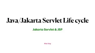 29. Java/Jakarta Servlet Life Cycle