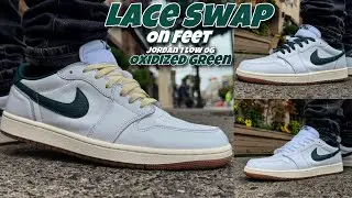 Jordan 1 low OG Oxidized Green - Lace Swap/On Feet