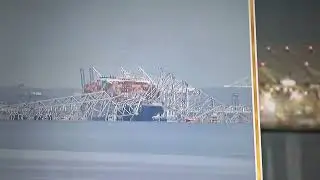 Buque carguero choca puente en Baltimore  Estados Unidos y se derrumba junto a autos que caen al río