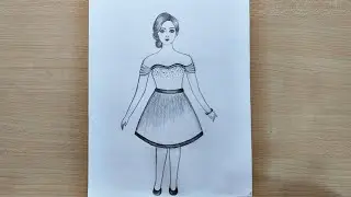 How to draw a girl with beautiful dress / Pencil Sketch for beginners