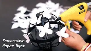 Butterfly 🦋 Hanging Lights using old newspaper and Edison bulb light