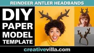 Reindeer Antler Headbands - DIY Low Poly Paper Model Template, Paper Craft