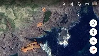 Barco encallado En una isla remota.