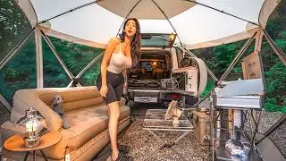 OVERNIGHT CAR CAMPING BESIDE A STREAM | NATURE ASMR