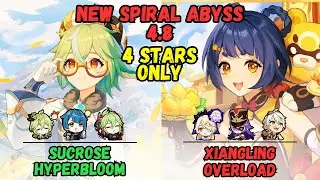 New Abyss 4 Stars Run! Sucrose Hyperbloom / Xiangling Overload 4.8 Floor 12 Genshin Impact【原神】