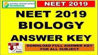 NEET 2019 ANSWER KEY | BIOLOGY | NEET 2019 SOLUTION | HELD ON 5 MAY 2019 | NEET 2019 | CODE S1