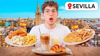 VLOG AT A MALL TRYING SPANISH FOOD IN SEVILLE - WHAT ARE RESTAURANTS LIKE IN SPAIN???