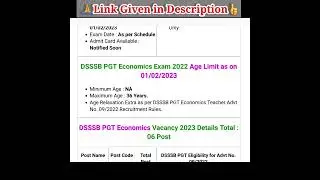 Delhi DSSSB PGT Economic Teacher Recruitment 2022 #dsssb #shorts #exam #updatepointviasp #teacher