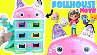 Gabby's Dollhouse Movie House Build with Gabby, Pandy, Catrat, Mercat, DJ Catnip Dolls (Interactive)