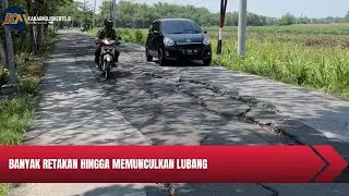 Jalan Cor Beton Penghubung Antar Desa di Mojokerto Rusak Parah