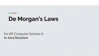 Boolean Expressions and De Morgan's Laws