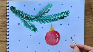 Как нарисовать елочную ветку