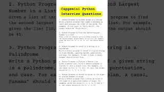 Capgemini Python Developer Interview 5 Coding Questions 