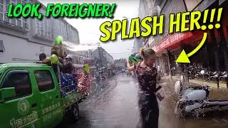 What it's like being the only foreigner at the water splashing festival....