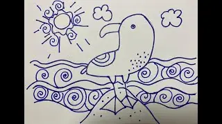 Как рисовать ЧАЙКУ. Раскраска для детей